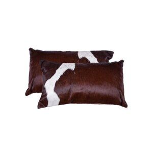 Natural Home Decor Torino Kobe Cowhide Pillow | 2-Piece | Choco & white | 12"x20